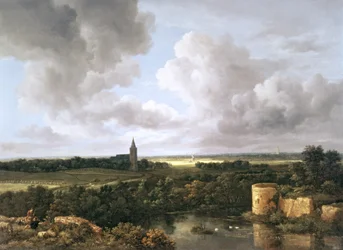 Paesaggio con castello e chiesa in rovina, c.1665-70